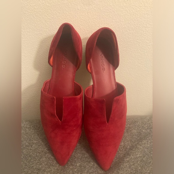 Vince Red Suede Darlington Flats - Picture 4 of 5